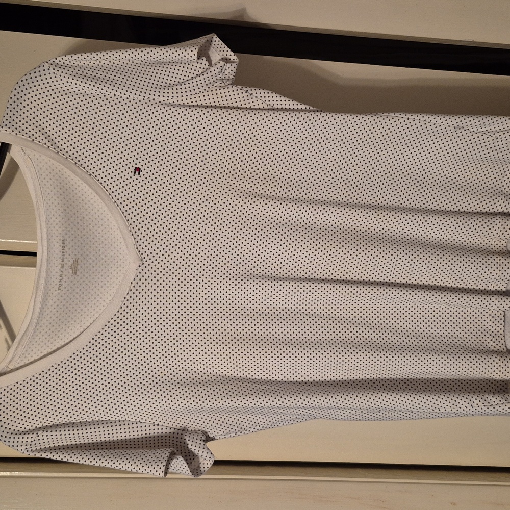 Tommy Hilfiger White and Black Dotted Tee